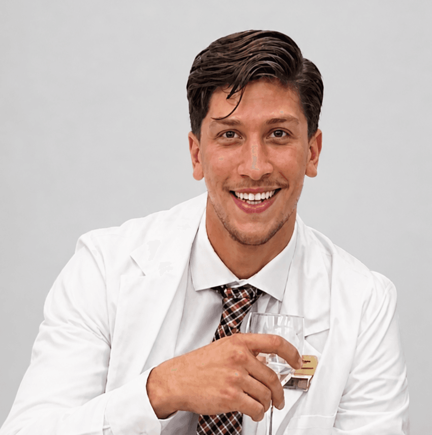 Portrait of Matin Tajodin in a white coat